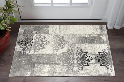2' X 5' Gray And Black Abstract Area Rug