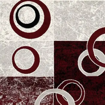 6' Red And Gray Geometric Runner Rug