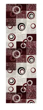6' Red And Gray Geometric Runner Rug
