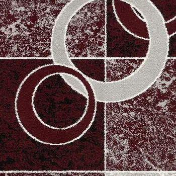 2' X 5' Red And Gray Geometric Area Rug