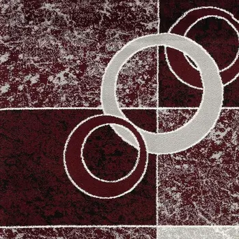 2' X 5' Red And Gray Geometric Area Rug