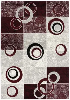 2' X 5' Red And Gray Geometric Area Rug