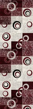 12' Red And Gray Geometric Runner Rug