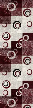 12' Red And Gray Geometric Runner Rug