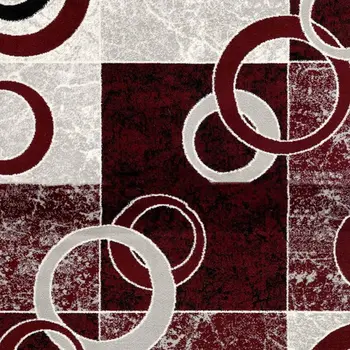 12' Red And Gray Geometric Runner Rug