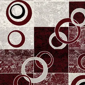 12' Red And Gray Geometric Runner Rug