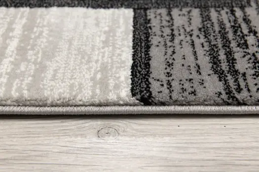 6' Gray And Black Geometric Runner Rug