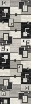 6' Gray And Black Geometric Runner Rug