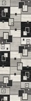 6' Gray And Black Geometric Runner Rug