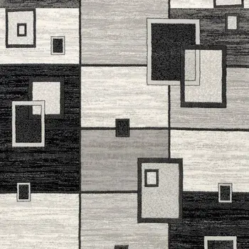 6' Gray And Black Geometric Runner Rug