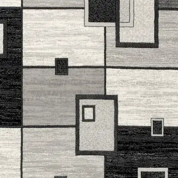 12' Gray And Black Geometric Runner Rug