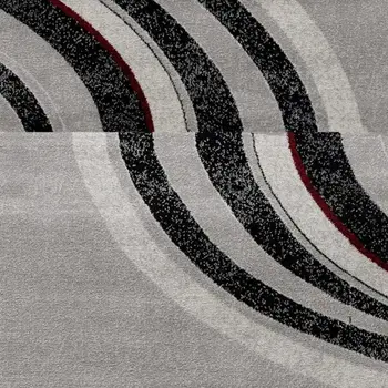 6' Gray And Black Abstract Runner Rug