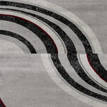 6' Gray And Black Abstract Runner Rug