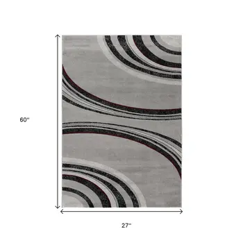 2' X 5' Gray And Black Abstract Area Rug