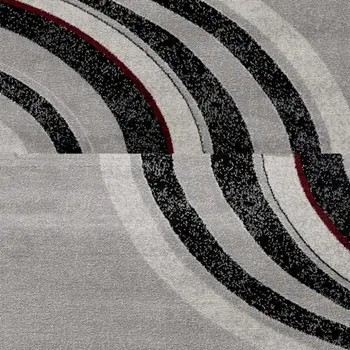 12' Gray And Black Abstract Runner Rug