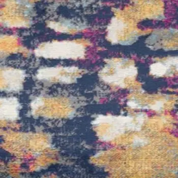 12' Yellow And Blue Abstract Runner Rug