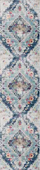 18' Blue And Gray Abstract Runner Rug