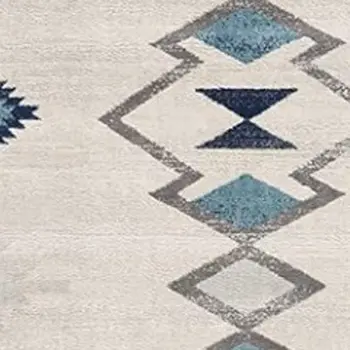 18' Blue And Beige Abstract Runner Rug