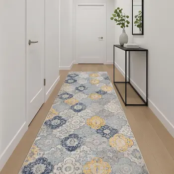 18' Rust And Gray Abstract Runner Rug