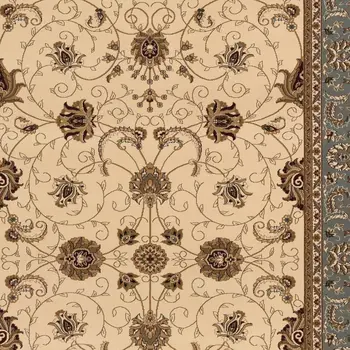 2' X 5' Beige And Blue Oriental Area Rug