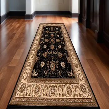 12' Beige And Blue Oriental Runner Rug