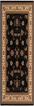 6' Beige And Black Oriental Runner Rug