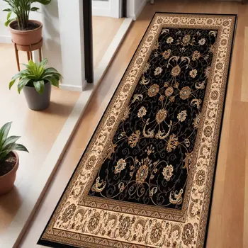 6' Beige And Cream Oriental Runner Rug