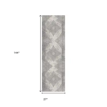 12' Gray And Beige Moroccan Runner Rug