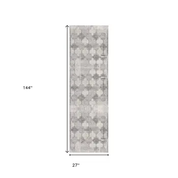 12' Gray And Beige Moroccan Runner Rug