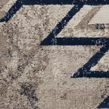 2' X 5' Blue And Beige Abstract Area Rug