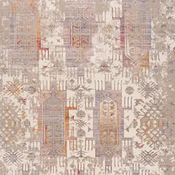 6' Gray And Beige Southwestern Runner Rug