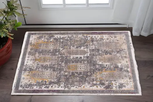 2' X 5' Gray And Beige Southwestern Area Rug