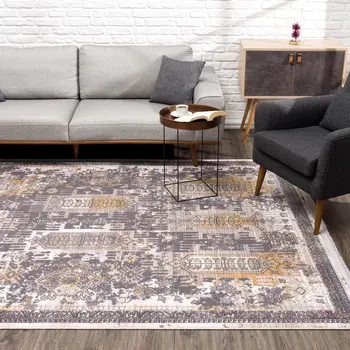 2' X 5' Gray And Beige Southwestern Area Rug