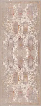 12' Gray And Beige Southwestern Runner Rug