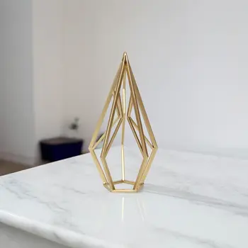 14" Gold Metal Hand Painted Tabletop Sculpture
