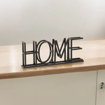 4" Black Metal Home Hand Painted Tabletop Sign