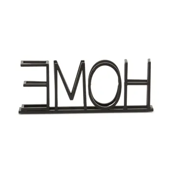 4" Black Metal Home Hand Painted Tabletop Sign
