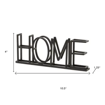 4" Black Metal Home Hand Painted Tabletop Sign