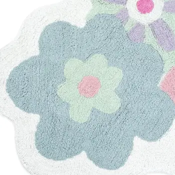 32" Pink And White Cotton Flowers Floral Bath Rug