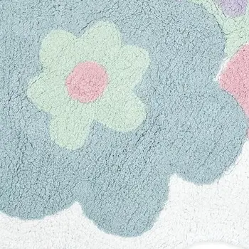 32" Pink And White Cotton Flowers Floral Bath Rug