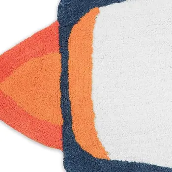 2' X 3' Orange And White Spaceships Youthful Washable Area Rug