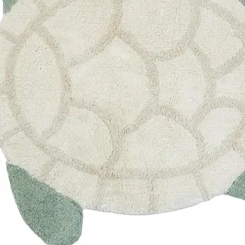 2' X 3' Green And Off White Sea Turtle Washable Area Rug