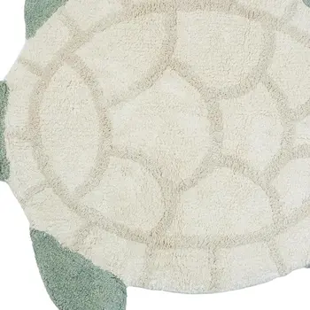 2' X 3' Green And Off White Sea Turtle Washable Area Rug
