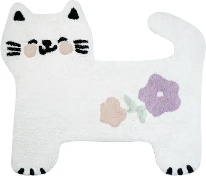 2' X 3' Black And White Kitty Cat Youthful Washable Area Rug