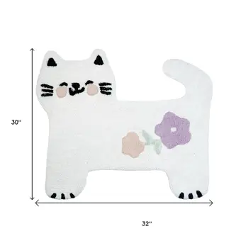 2' X 3' Black And White Kitty Cat Youthful Washable Area Rug