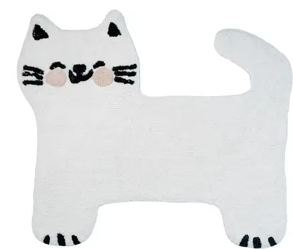 2' X 3' Black And White Kitty Cat Youthful Washable Area Rug