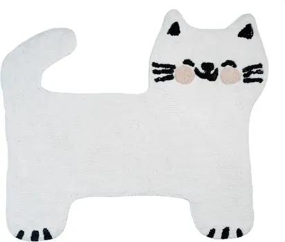 2' X 3' Black And White Kitty Cat Youthful Washable Area Rug