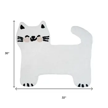 2' X 3' Black And White Kitty Cat Youthful Washable Area Rug