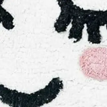 2' X 4' White Cloud Shape Smiley Face Washable Area Rug With Tassels