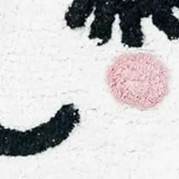 2' X 4' White Cloud Shape Smiley Face Washable Area Rug With Tassels